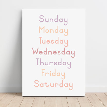 Weekdays - Printable Wall Art - Instant Download