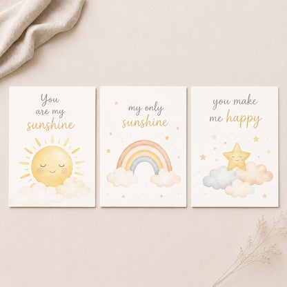 You Are My Sunshine - Set of 3 - Printed Wall Art