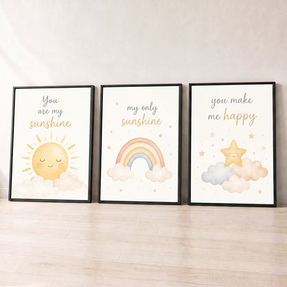You Are My Sunshine - Set of 3 - Printed Wall Art