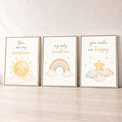 You Are My Sunshine - Set of 3 - Printed Wall Art