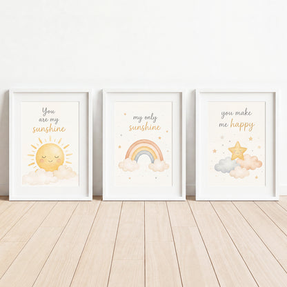 You Are My Sunshine - Set of 3 - Printed Wall Art