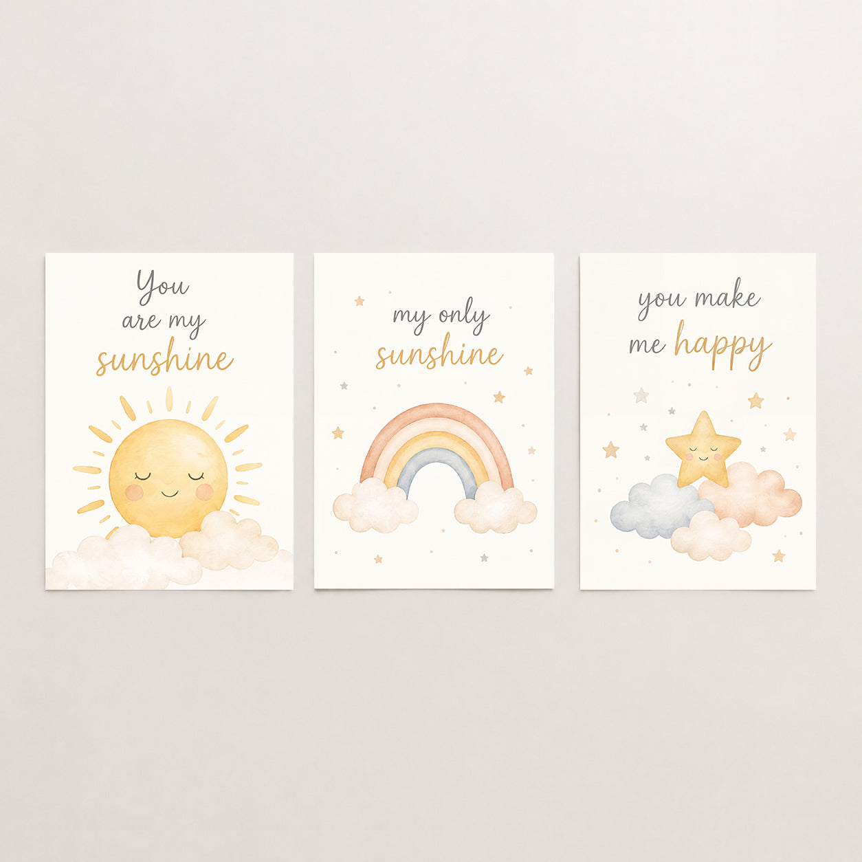 You Are My Sunshine - Set of 3 - Printed Wall Art
