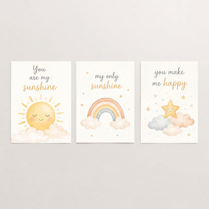 You Are My Sunshine - Set of 3 - Printed Wall Art