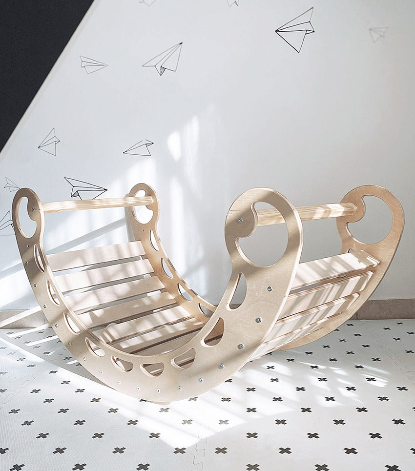 XXL Wooden Climbing Arch & Rocker | Montessori Indoor Climber