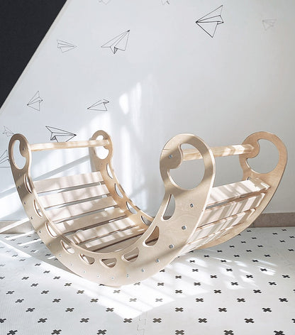 XXL Wooden Climbing Arch & Rocker | Montessori Indoor Climber