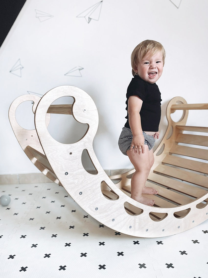XXL Wooden Climbing Arch & Rocker | Montessori Indoor Climber
