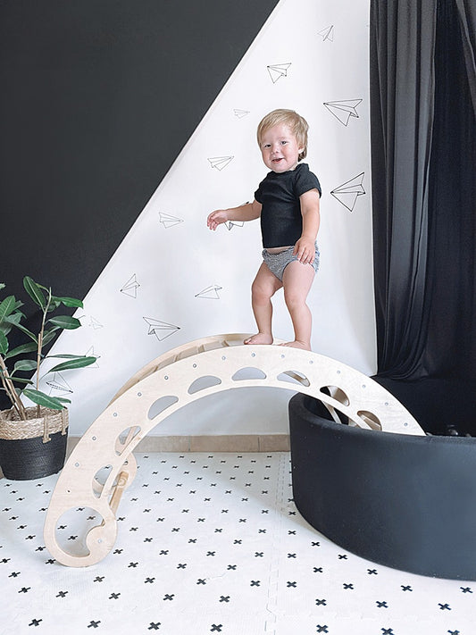 XXL Wooden Climbing Arch & Rocker | Montessori Indoor Climber