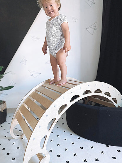 XXL Wooden Climbing Arch & Rocker | Montessori Indoor Climber