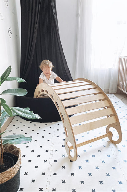 XXL Wooden Climbing Arch & Rocker | Montessori Indoor Climber